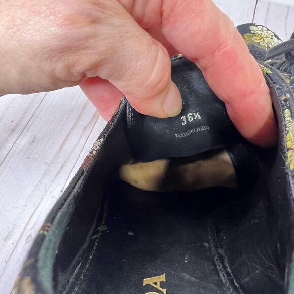 Prada Brocade Black Floral Espadrille Sneakers - Picture 9 of 11